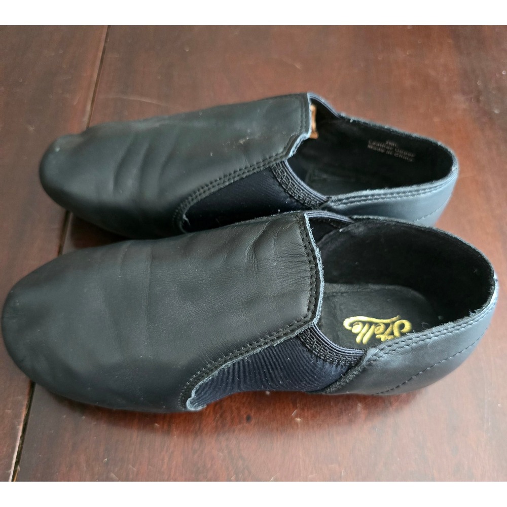 Stelle Kids Black Leather Slip On Jazz Shoes Split Sole Dance Shoes 2ML Size 2M - Picture 2 of 6